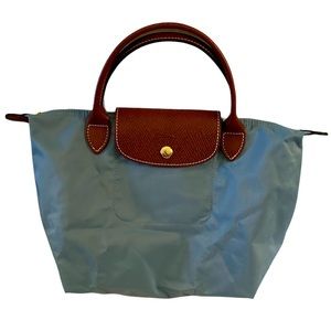 Longchamp ‘Mini Le Pliage’ Top Handle Tote in Light Blue